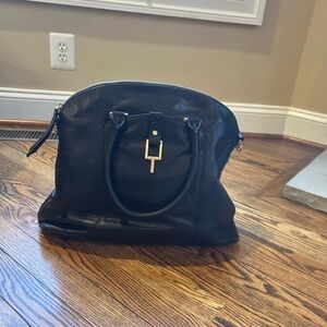 T Tahari Elegant Black Tote with Gold Detail